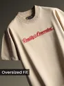 Beige Mock Neck Embroidered T-Shirt