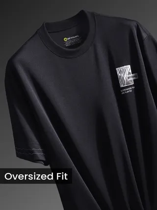 Black Applique Patch HD Print Oversized T-Shirt