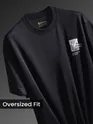 Black Applique Patch HD Print Oversized T-Shirt