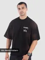 Black Back Patch Acid Wash Oversized Tshirt