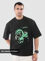Black HD Print Patch Oversized T-Shirt