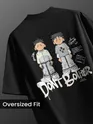 Black Lazy Boys Printed Oversized T-Shirt
