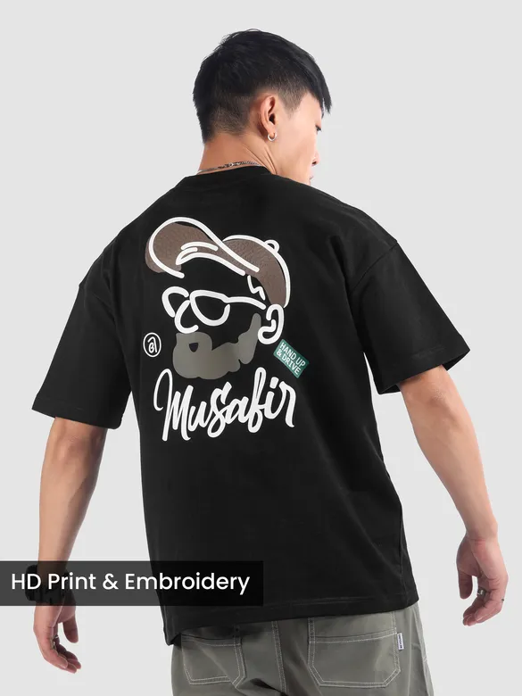 Black Musafir Printed T-Shirt