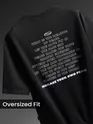 Black Peace Printed Ribbed Edge Oversized T-Shirt