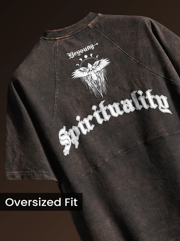 Black Spirituality Acid Wash Oversized T-Shirt