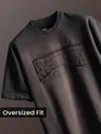 Black Spirituality Patchwork Acid Wash Oversized Tshirt