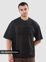 Black Spirituality Patchwork Acid Wash Oversized Tshirt