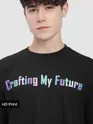 Black Typography Printed Oversized T-Shirt