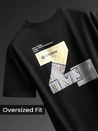 Black Z Embroidered Patch Oversized T-Shirt