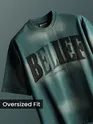 Bottle Green Belief Acid Wash Oversized Tshirt