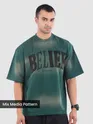 Bottle Green Belief Acid Wash Oversized Tshirt