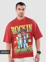 Brick Red Rock and Roll HD Printed Oversized Tshirt