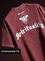 Burgundy Spirituality Acid Wash Oversized T-Shirt
