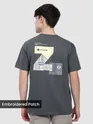 Dark Grey Z Embroidered Patch Oversized T-Shirt