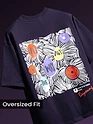 Dark Violet Blooming Puff Printed Oversized T-Shirt