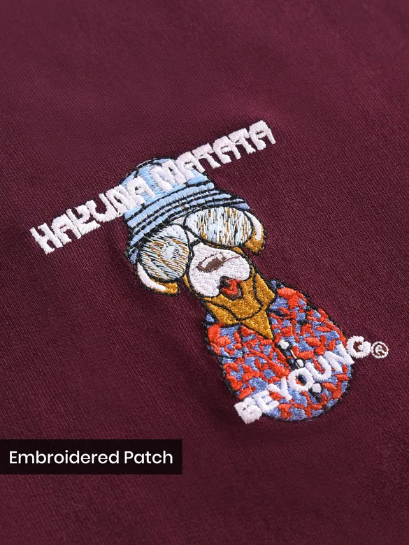 French Wine Savage Junkie Embroidered Patch Oversized T-Shirt