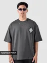 Grey Chinese Dragon Back Patch Oversized T-Shirt