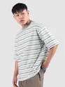 Grey Stripe Textured Oversized T-Shirt