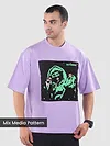 Lavender HD Print Patch Oversized T-Shirt