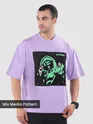 Lavender HD Print Patch Oversized T-Shirt