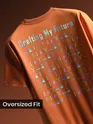Maple Orange Typography Printed Oversized T-Shirt
