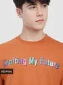 Maple Orange Typography Printed Oversized T-Shirt