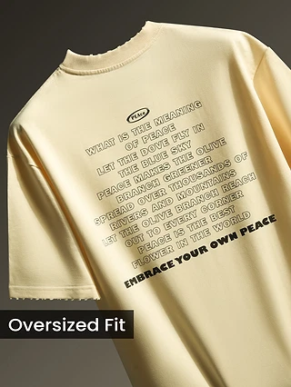 Off White Peace Printed Ribbed Edge Oversized T-Shirt