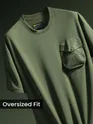Olive Puff Patch Pocket Oversized T-Shirt