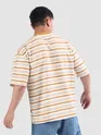 Orange Stripe Textured Oversized T-Shirt
