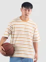 Orange Stripe Textured Oversized T-Shirt