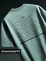 Teal Green Peace Printed Ribbed Edge Oversized T-Shirt