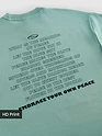 Teal Green Peace Printed Ribbed Edge Oversized T-Shirt