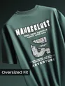 Teal Green Wanderlust Back Patch Oversized T-Shirt