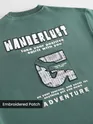 	 Teal Green Wanderlust Back Patch Oversized T-Shirt