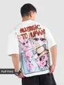 White Allergic To Human Puff Printed Oversized T-Shirt