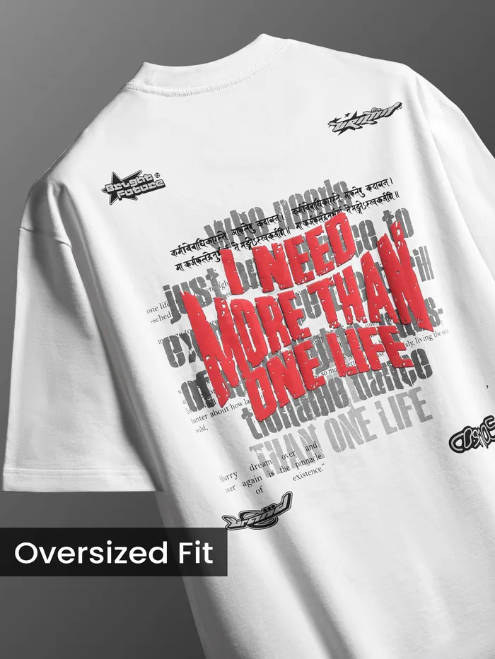 White Distressed Typo Puff Print Oversized T-Shirt
