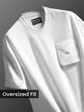 White Puff Patch Pocket Oversized T-Shirt