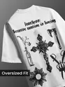 White Spray Print Gothic Oversized T-Shirt
