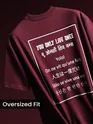 Wine YOLO Back Patch Print Oversized T-Shirt