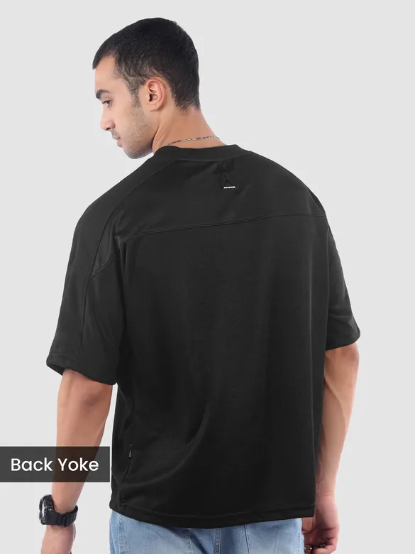 Black Puff Patch Pocket Oversized T-Shirt
