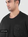 Black Puff Patch Pocket Oversized T-Shirt