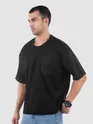 Black Puff Patch Pocket Oversized T-Shirt