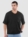 Black Puff Patch Pocket Oversized T-Shirt