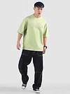 Pista Green Allergic To Human Puff Printed Oversized T-Shirt