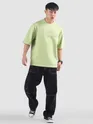 Pista Green Allergic To Human Puff Printed Oversized T-Shirt