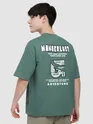 Teal Green Wanderlust Back Patch Oversized T-Shirt