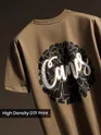 Dark Tan Canes Printed Oversized T-Shirt
