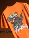Orange Awake 3D Texture Printed Tshirt