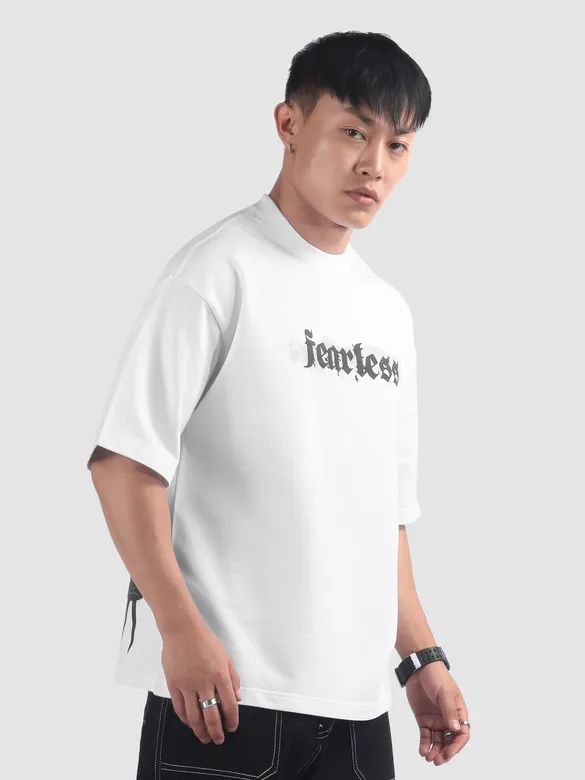 White Spray Print Gothic Oversized T-Shirt