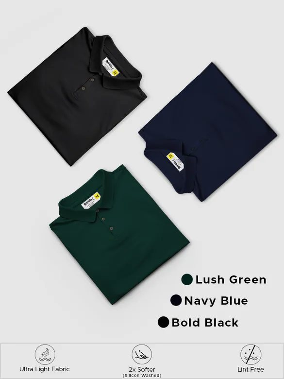 Pack of Three Mens Polo T Shirts